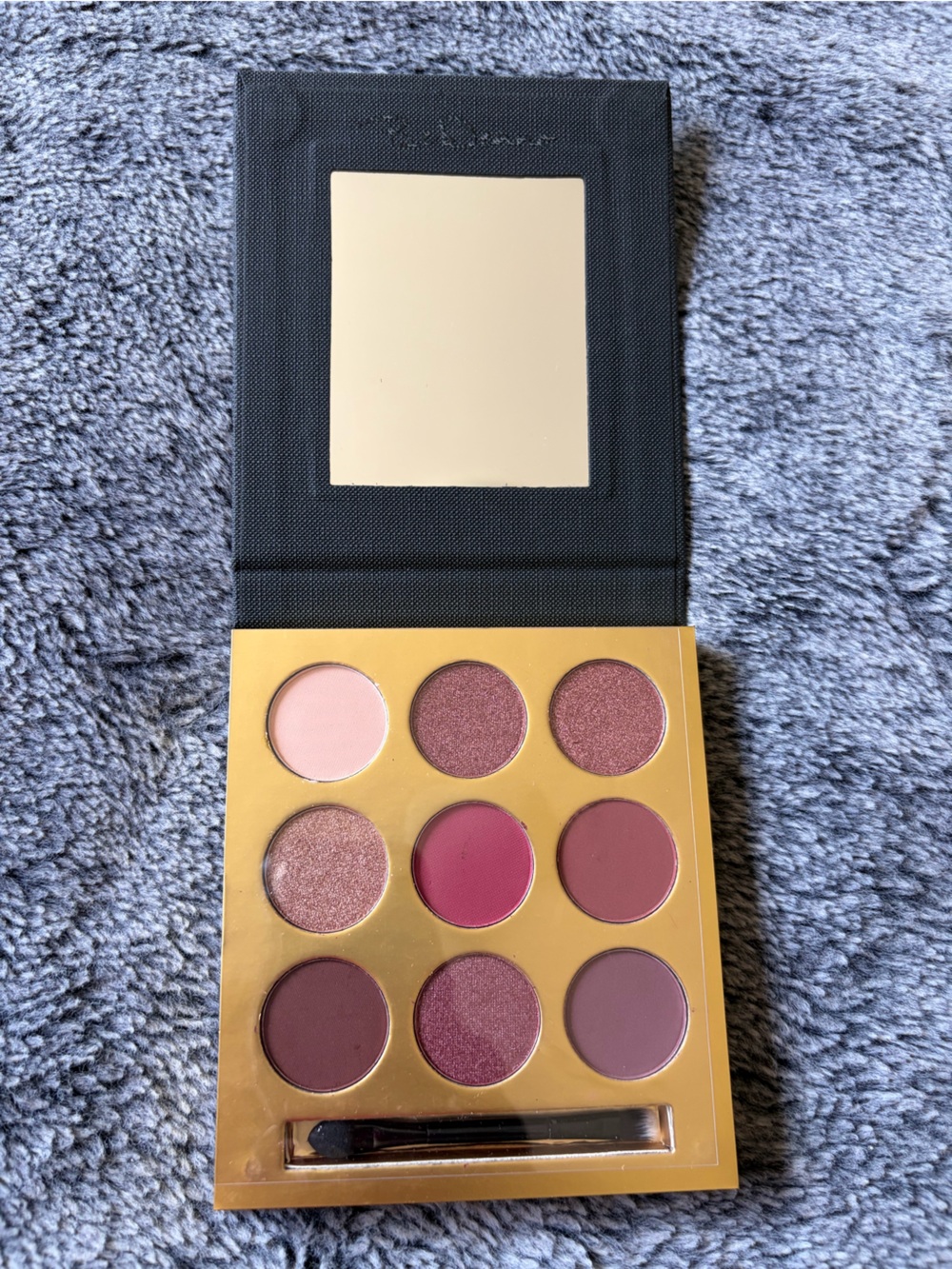 Nine-Shade Plum & Rose Eyeshadow Palette - Neutral to Shimmer Finishes